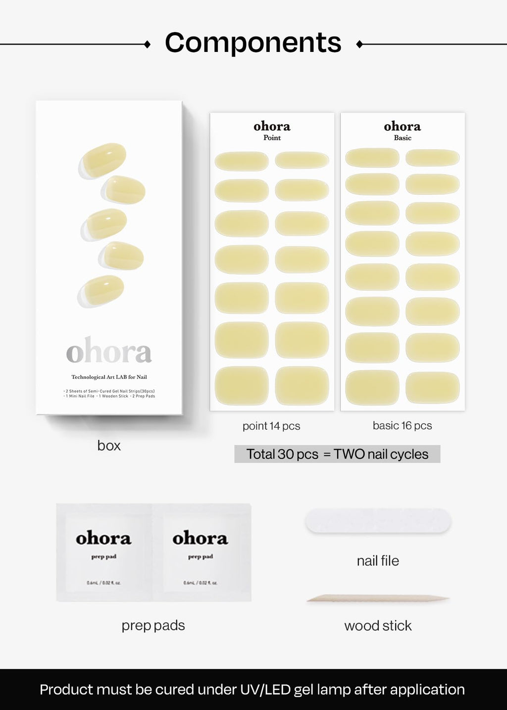 ohora Semi Cured Gel Nail Strips (N Honey Veil) – Salon-Quality Pedi Art That Lasts