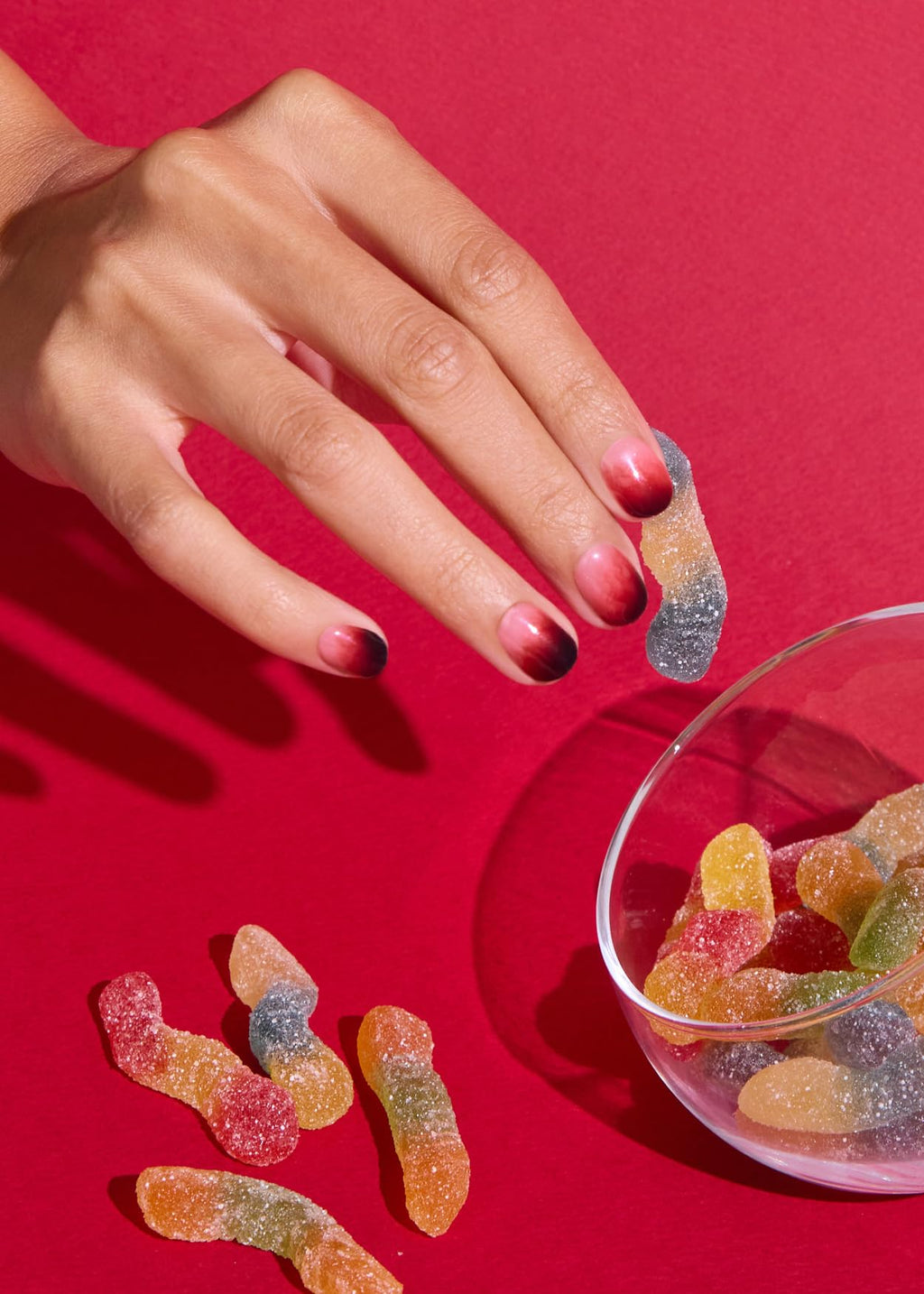 ohora Semi Cured Gel Nail Strips (N Blood Drop) - Red Ombre, Salon-Quality, UV/LED Compatible