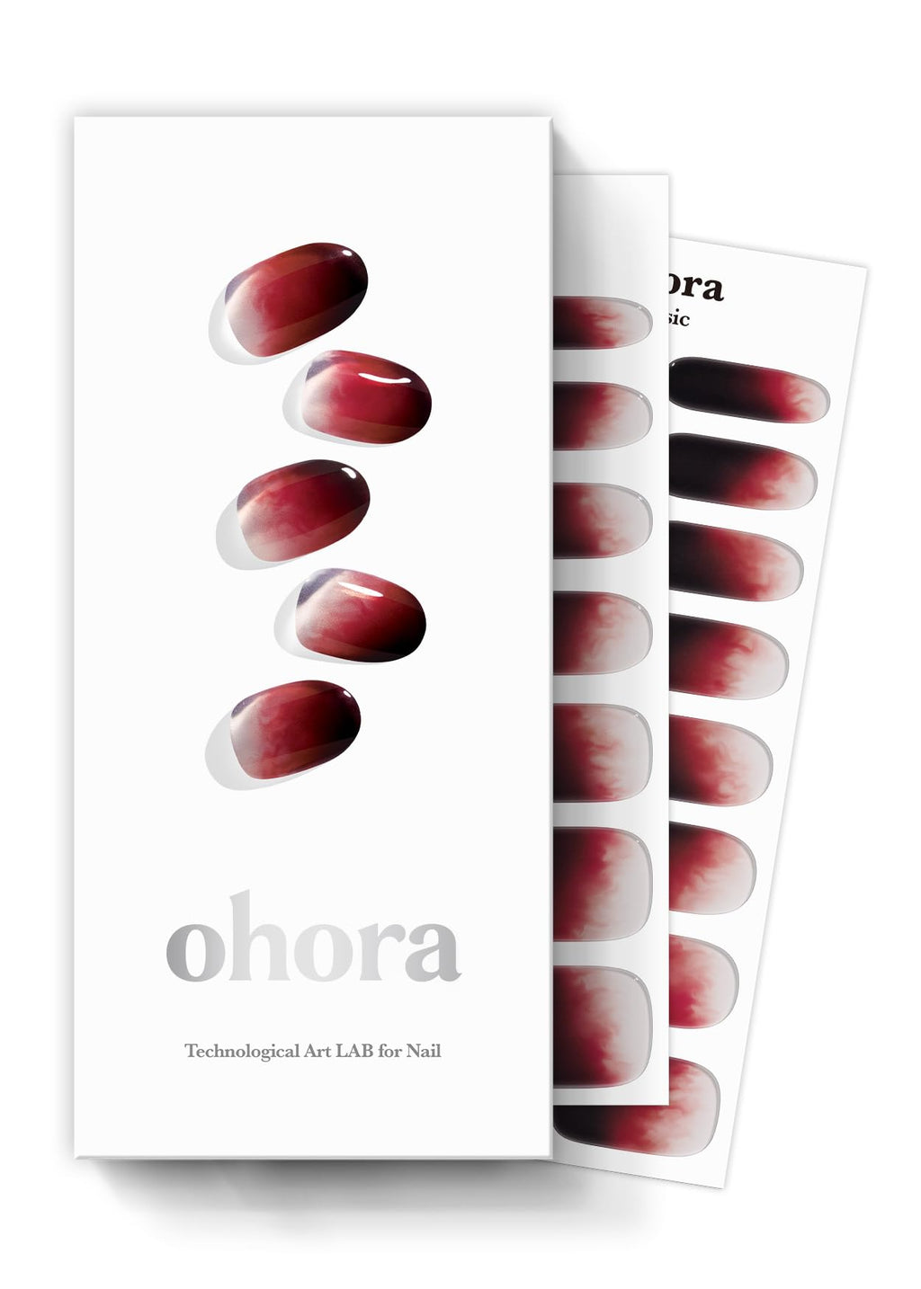 ohora Semi Cured Gel Nail Strips (N Blood Drop) - Red Ombre, Salon-Quality, UV/LED Compatible