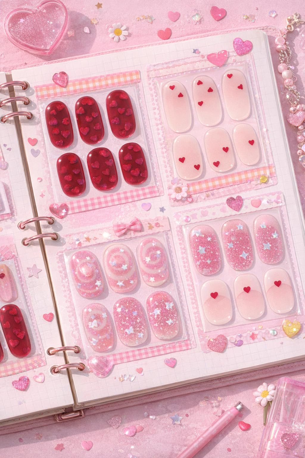 Ohora Semi Cured Gel Nail Strips (N Candy Swirl) – Salon-Quality Valentines Nails, Long-Lasting & Easy to Apply