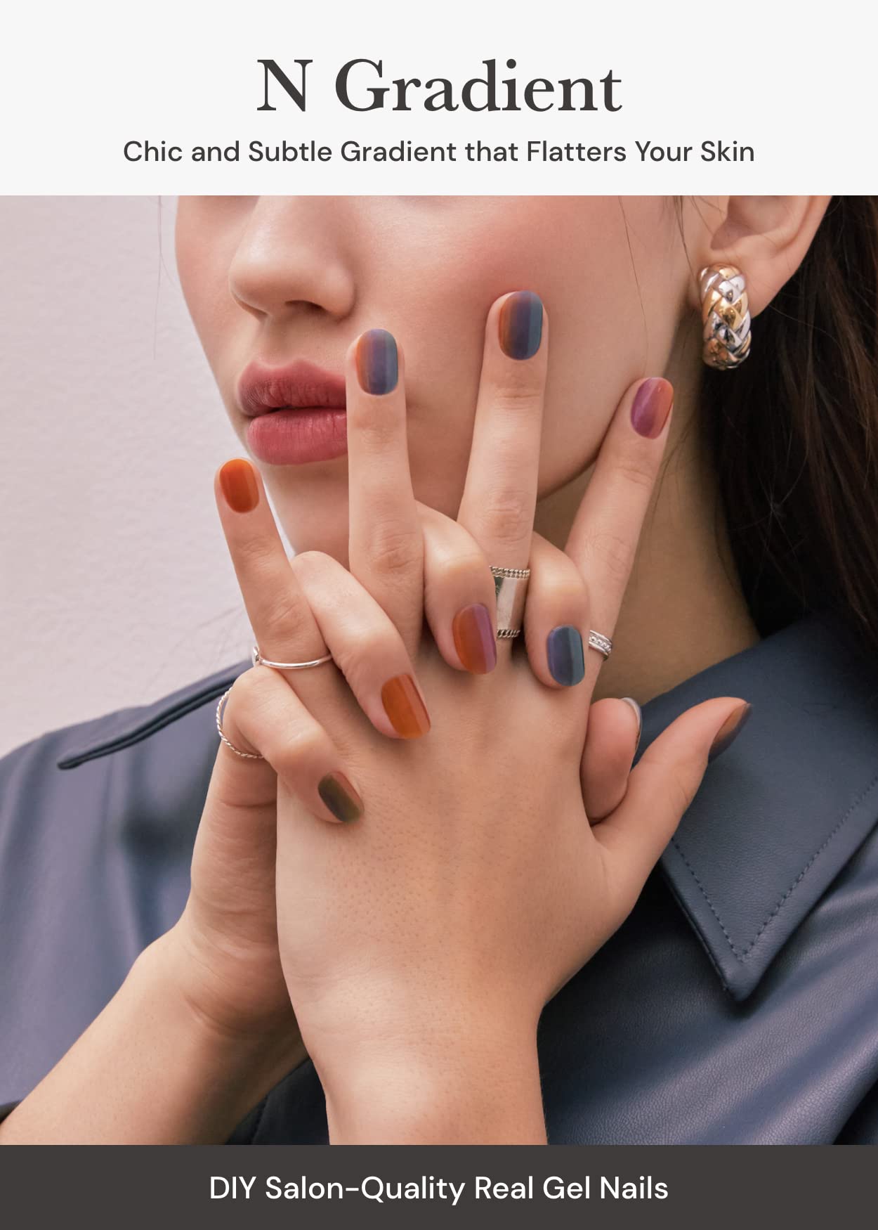 ohora Semi Cured Gel Nail Strips (N Gradient) – Blue Ombre, UV/LED Compatible, Salon-Quality & Easy to Apply