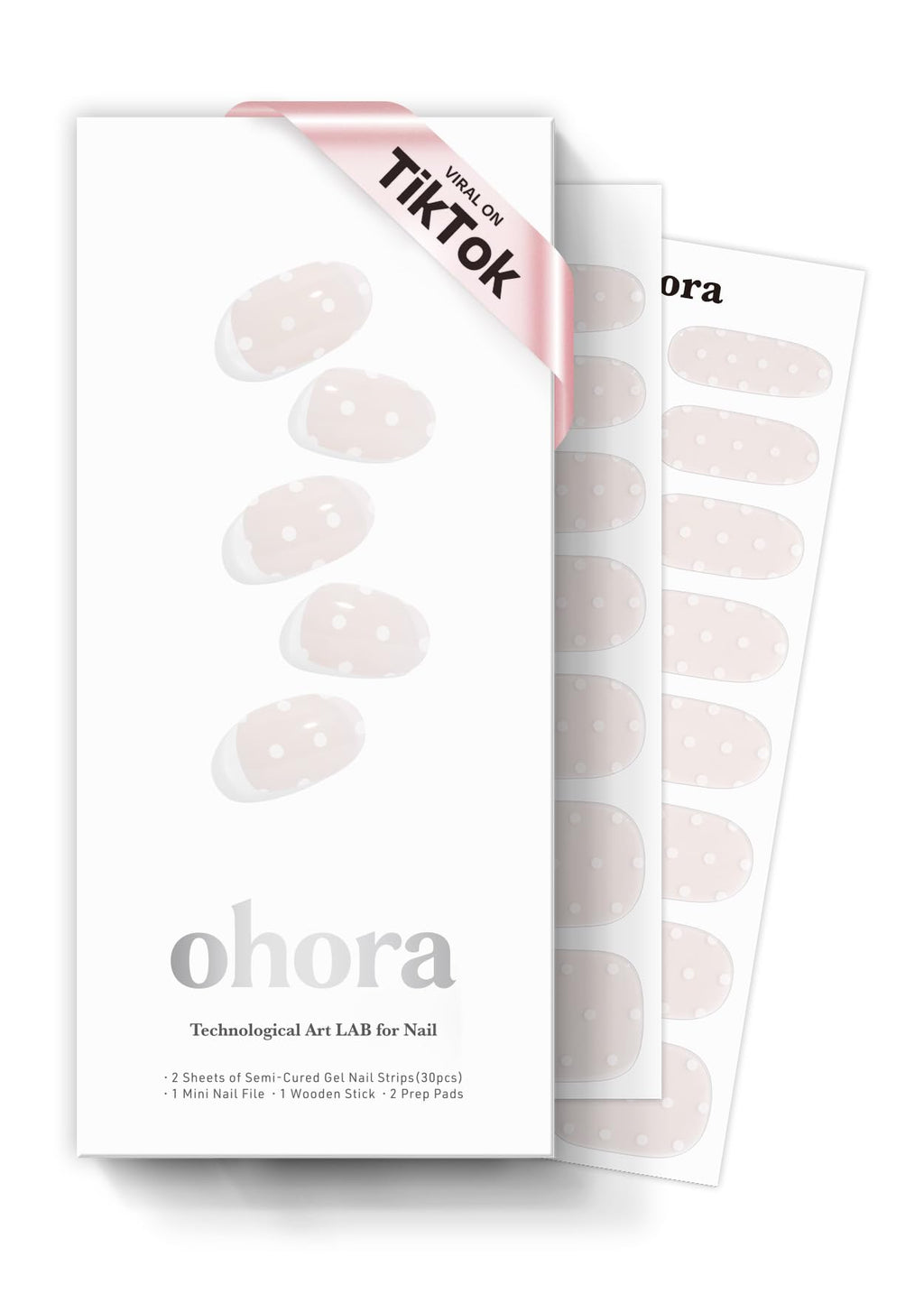 ohora Semi Cured Gel Nail Strips (N Polka Blanc) – Salon-Quality, Long-Lasting, Easy to Apply & Remove