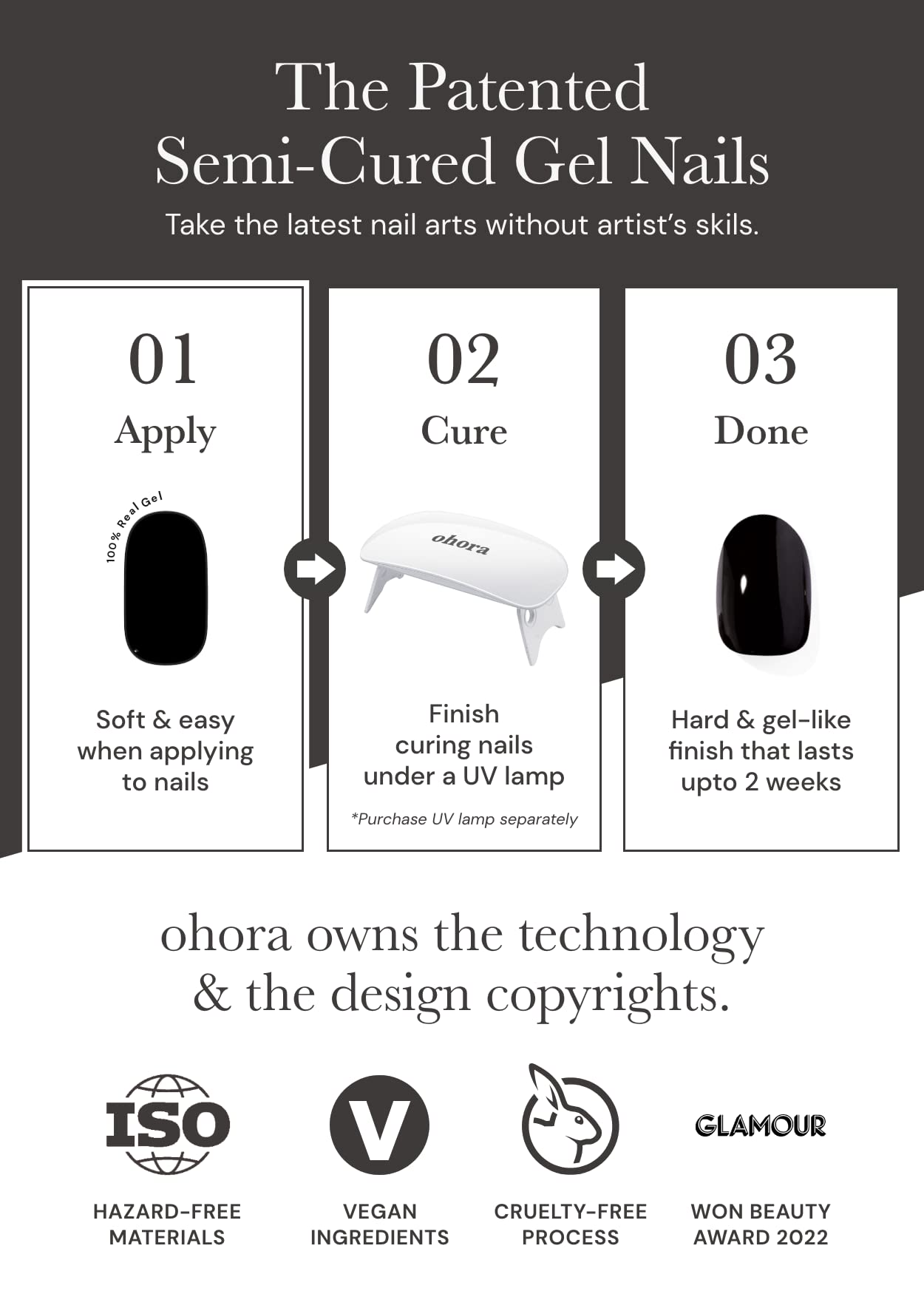 ohora Semi Cured Gel Nail Strips N Bare Gray – Easy DIY Gel Nails, Salon-Quality, Long-Lasting