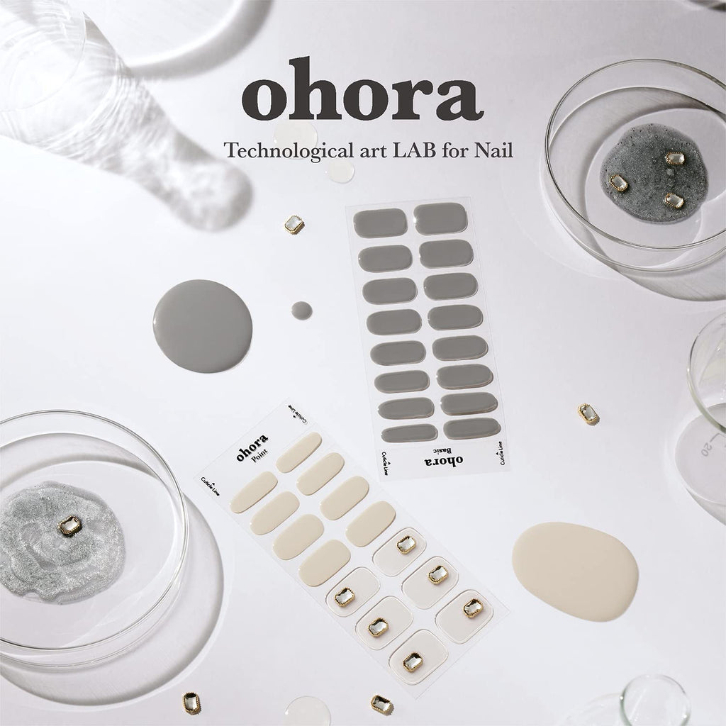 Ohora N Brilliant Semi Cured Gel Nail Strips – Red Pattern, Easy Application, 2-Week Wear