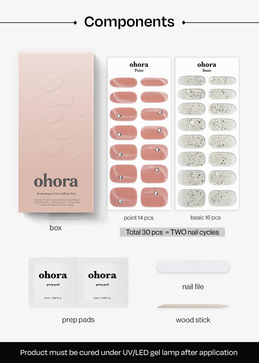 ohora Semi Cured Nail Strips N Rose Mirage – Salon-Quality, Up to 2 Weeks Wear