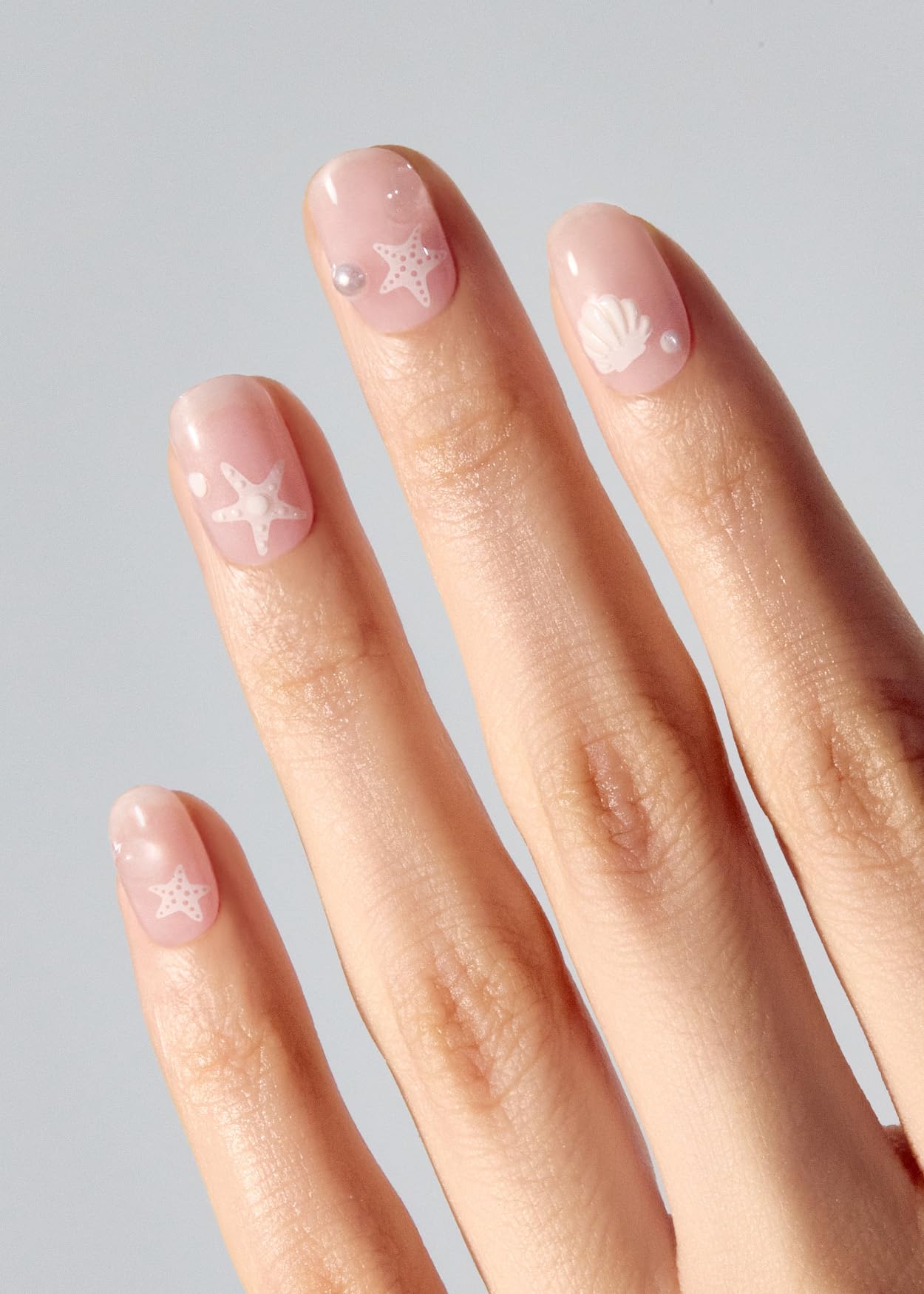 ohora Semi Cured Gel Nail Strips (N Seashell Love) – Works with Any Nail Lamp, Salon-Quality & Easy to Apply