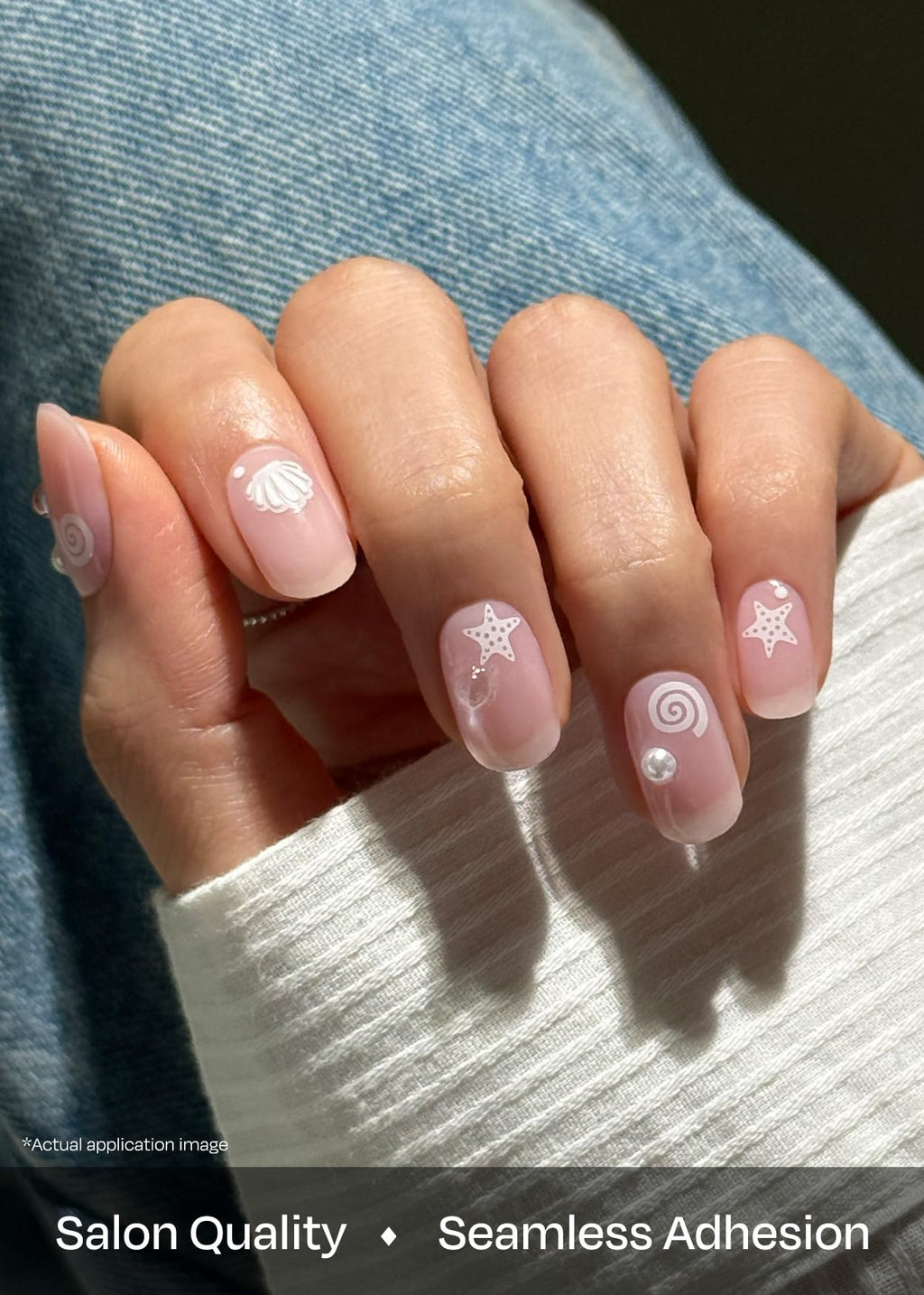 ohora Semi Cured Gel Nail Strips (N Seashell Love) – Works with Any Nail Lamp, Salon-Quality & Easy to Apply