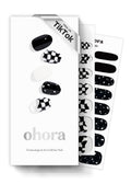 ohora Semi Cured Gel Nail Strips (N Checkers) - Dark Patterned, UV/LED Compatible, Includes Prep Pads & Tools