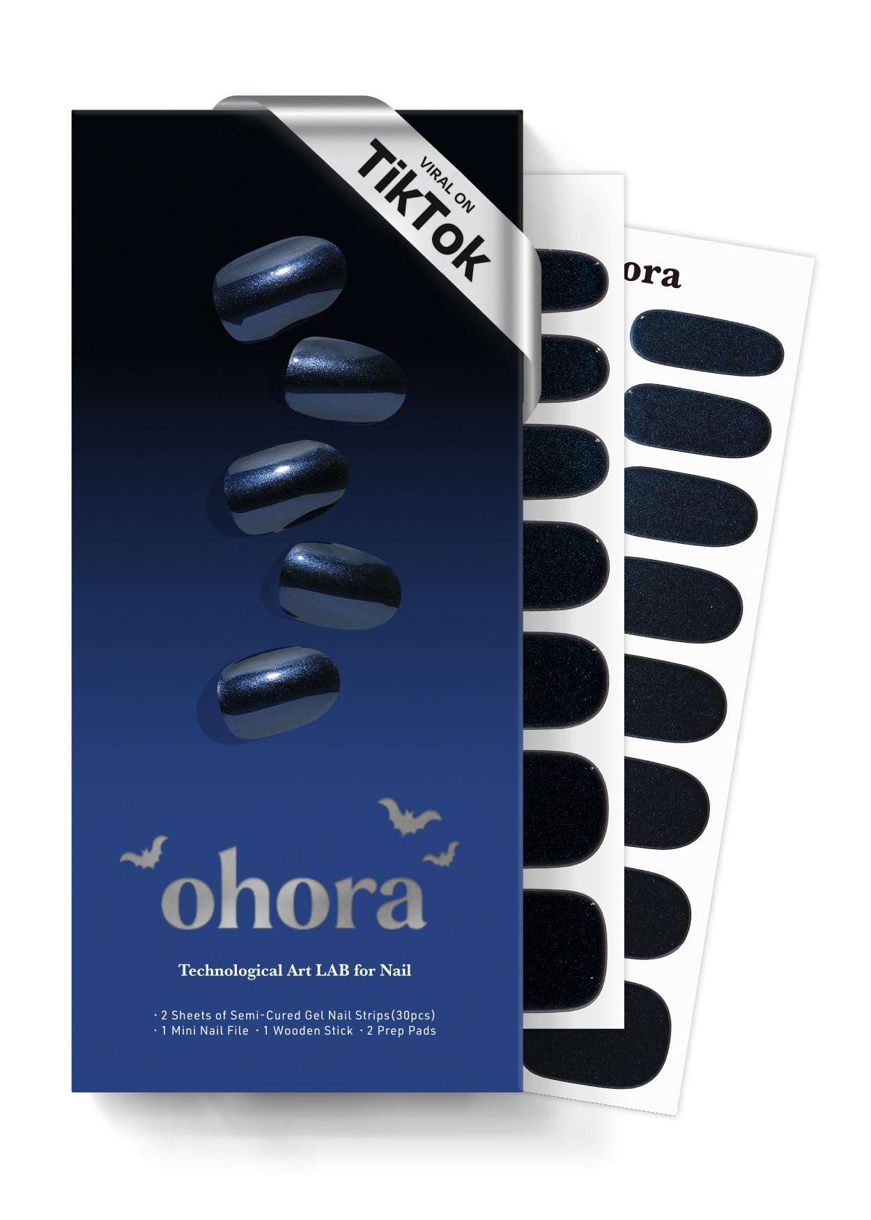 ohora Semi Cured Gel Nail Strips Navy Chrome – Salon-Quality, Long-Lasting & Easy to Apply