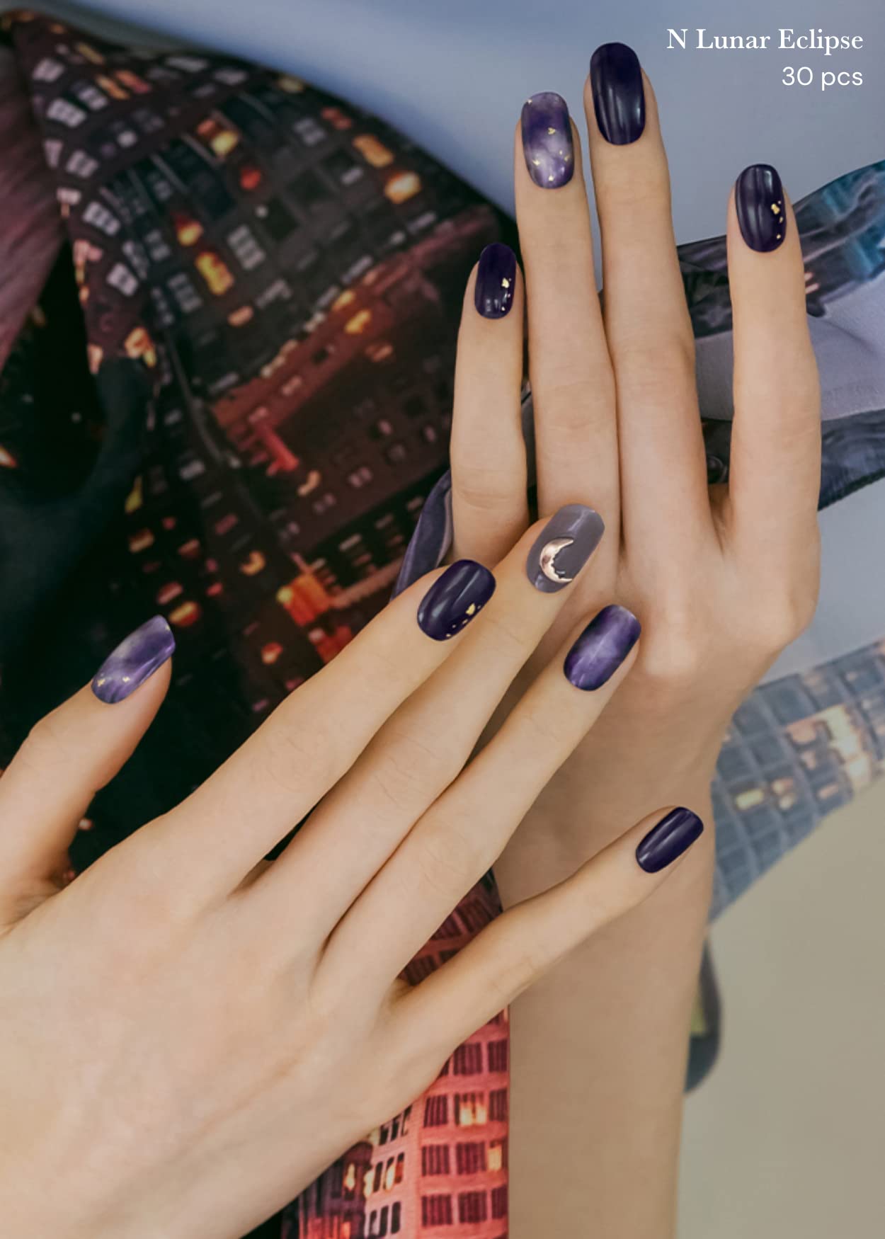 ohora Semi Cured Gel Nail Strips – Lunar Eclipse Pattern, Long-Lasting & Easy to Apply