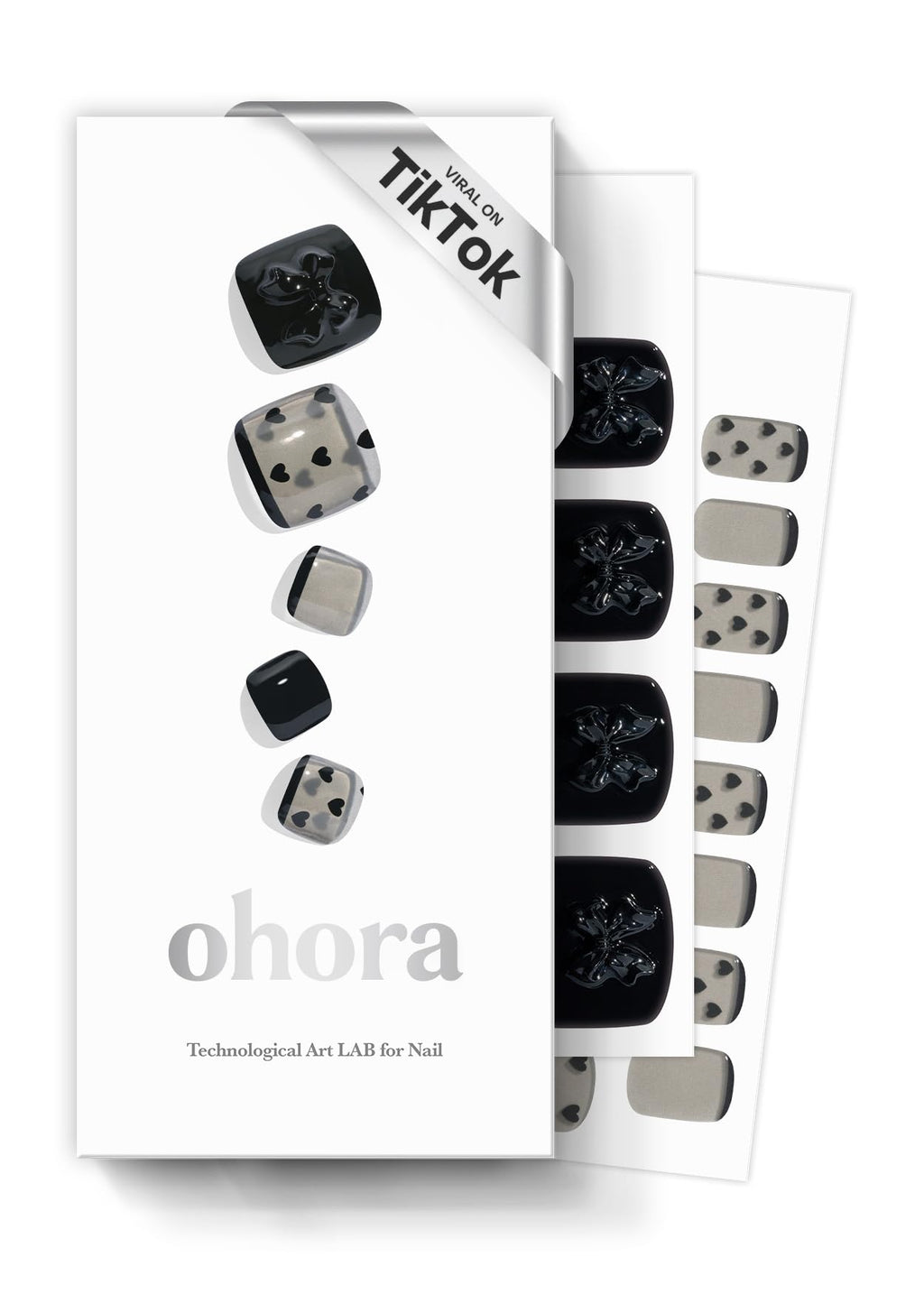 ohora Semi Cured Gel Pedi Strips P Heart Lace – Works with Any Nail Lamps, Salon-Quality & Easy to Apply