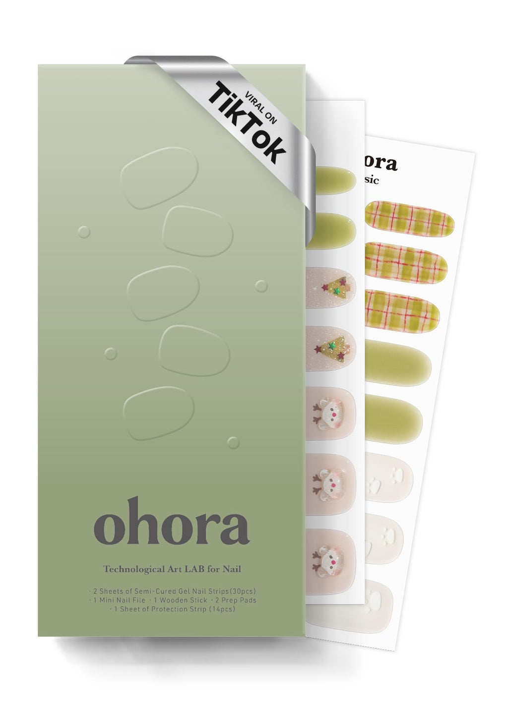 ohora Semi Cured Nail Strips N Beary Merry – Salon-Quality, Easy to Apply