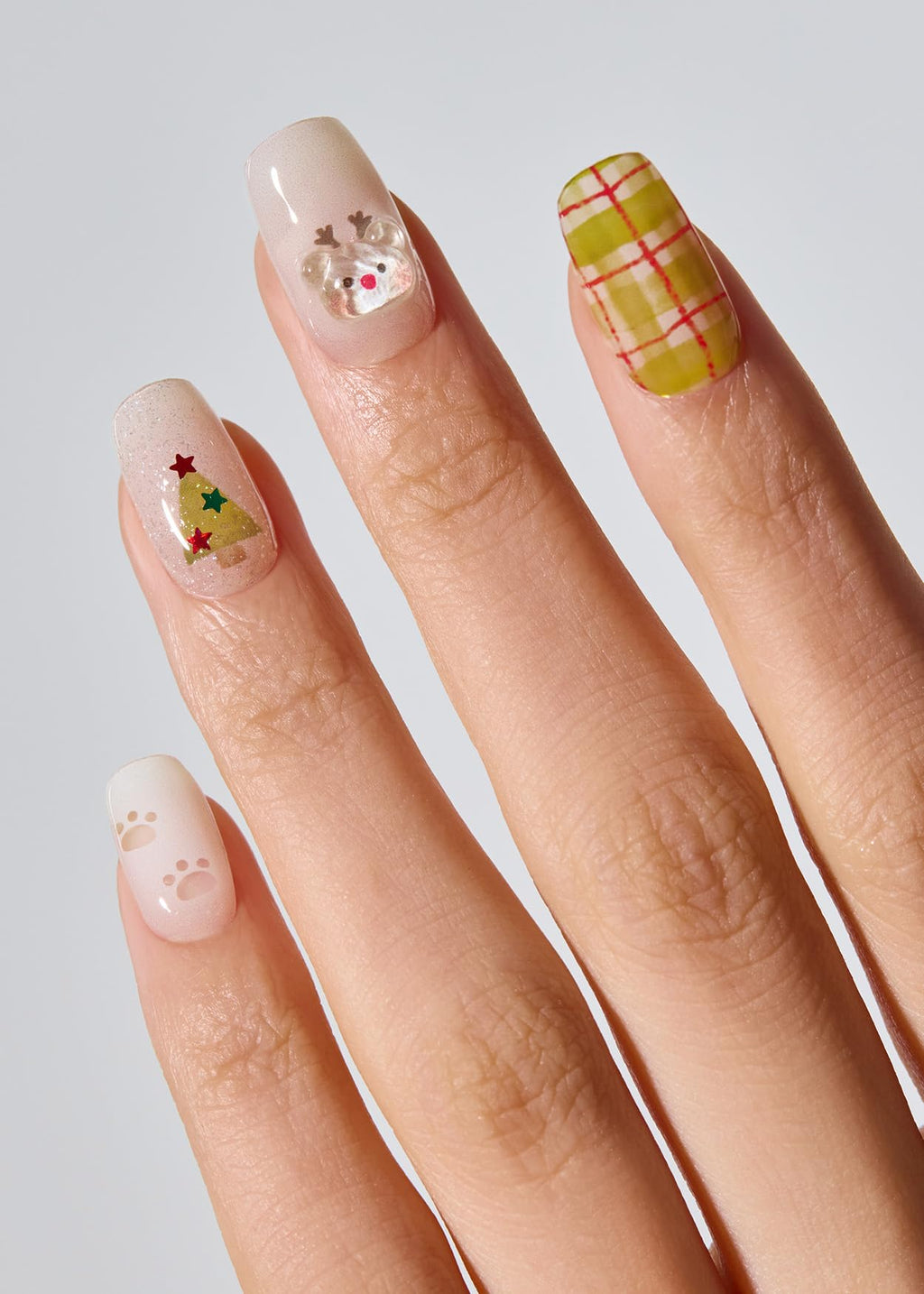 ohora Semi Cured Nail Strips N Beary Merry – Salon-Quality, Easy to Apply
