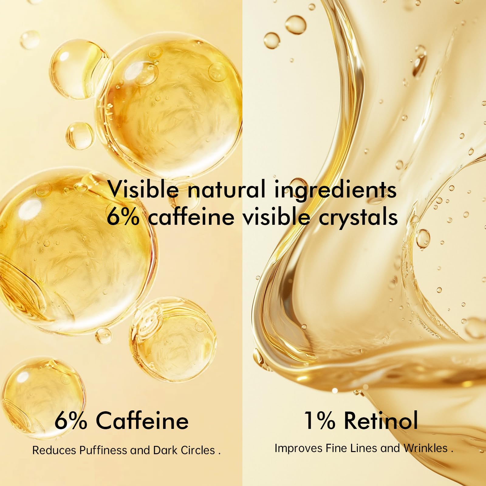 OIDLA 6% Caffeine Eye Cream + 1% Retinol Serum – Brighten & Smooth Eye Contours 0.68 fl oz