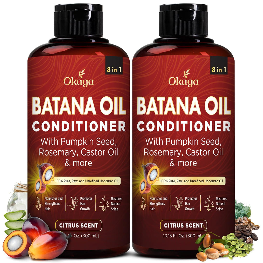 Okaga Batana Oil Conditioner – 8-in-1 Hydration for Hair Growth | Citrus Scent | 2 x 10.15 oz