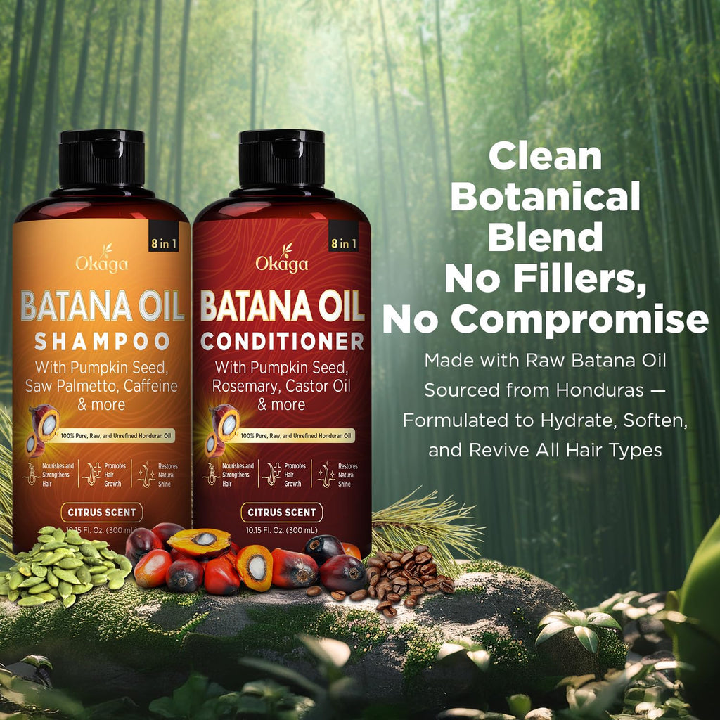 Okaga Batana Oil Shampoo & Conditioner Bundle – Plant-Based Hair Care Set