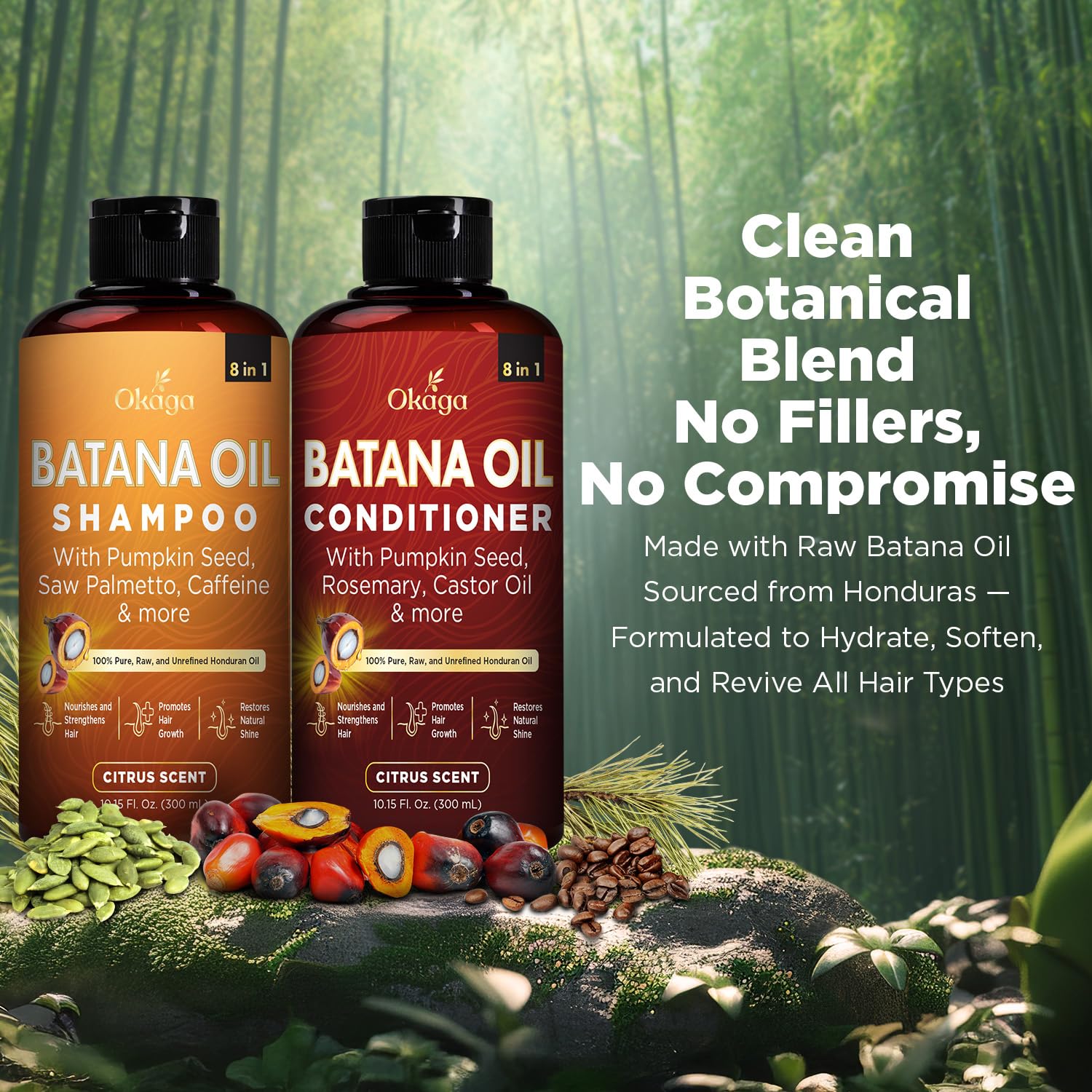 Okaga Batana Oil Shampoo & Conditioner Bundle – Plant-Based Hair Care Set