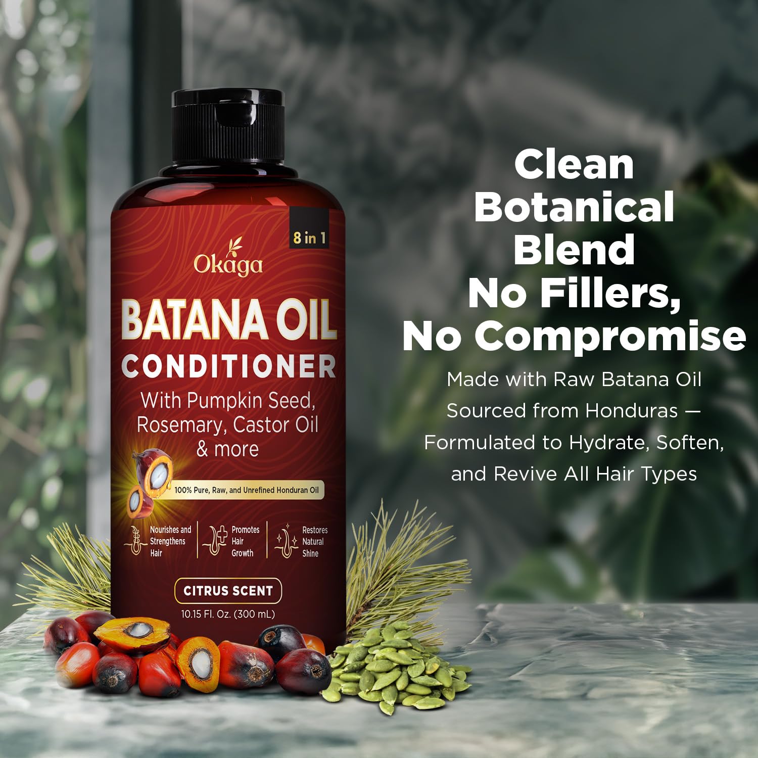 Okaga Batana Oil Conditioner – 8-in-1 Hydration for Hair Growth | Citrus Scent | 2 x 10.15 oz