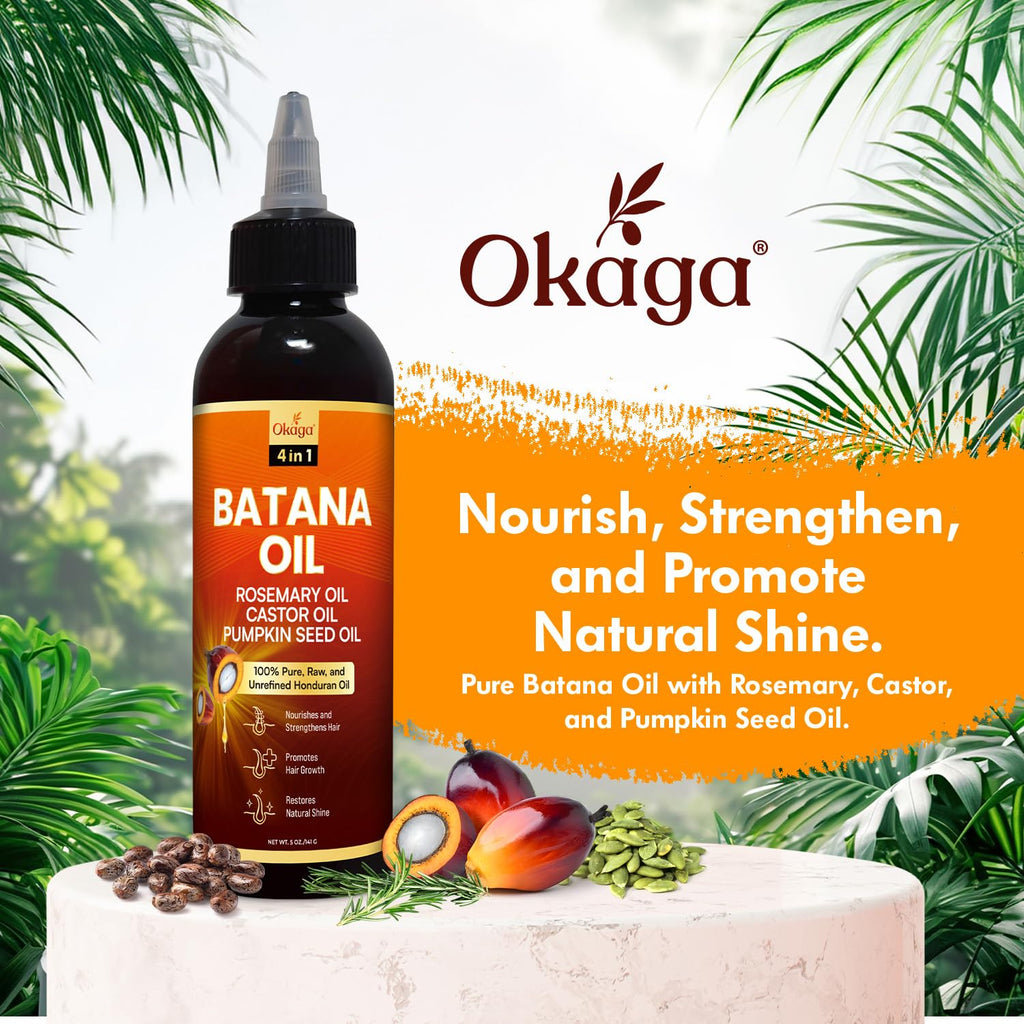 Okaga Batana Oil for Hair Growth – Rosemary, Castor & Pumpkin Seed Oils (2PK)