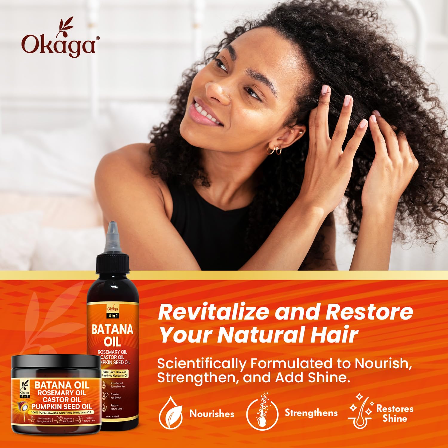 Okaga Batana Oil & Cream Bundle – Pure 4-Oil Hair Care for All Hair Types