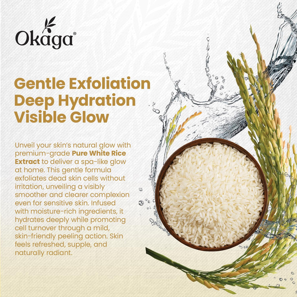 Okaga Rice Peel Shot Ampoule – Gentle Rice Exfoliant for Bright, Hydrated Skin (90 mL)