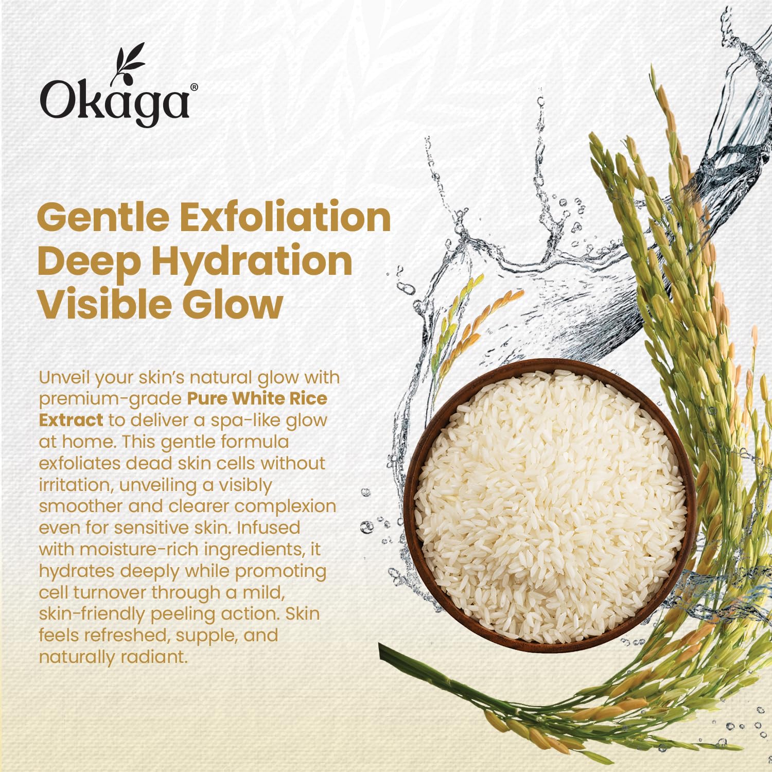 Okaga Rice Peel Shot Ampoule – Gentle Rice Exfoliant for Bright, Hydrated Skin (90 mL)