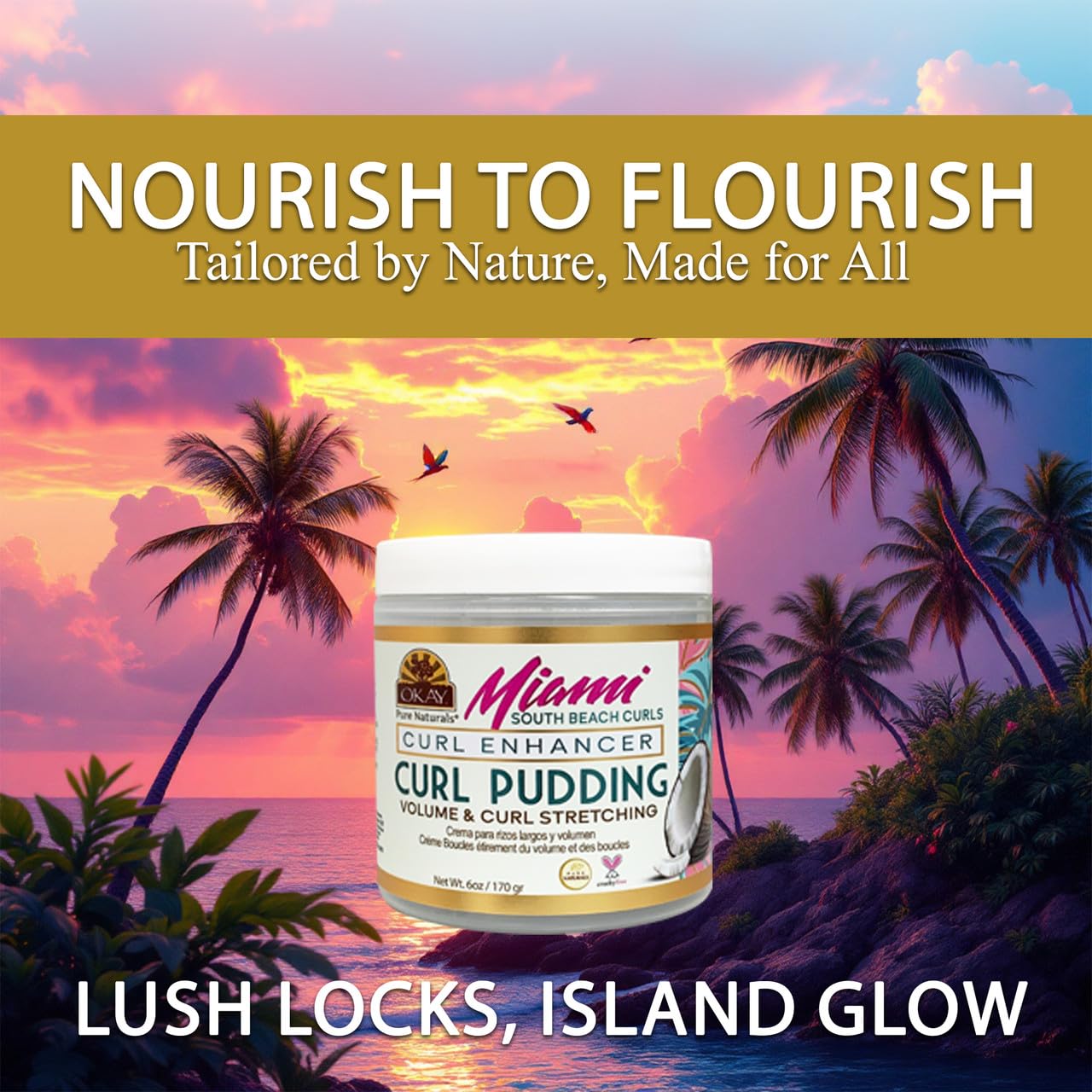 OKAY Miami South Beach Curl Pudding – Define Curls & Hydrate (6 oz)