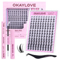 OKAYLOVE LIRA Manga Lash Clusters with Spikes – DIY Eyelash Extensions Kit (140pcs, CC Curl, 8-18mm)