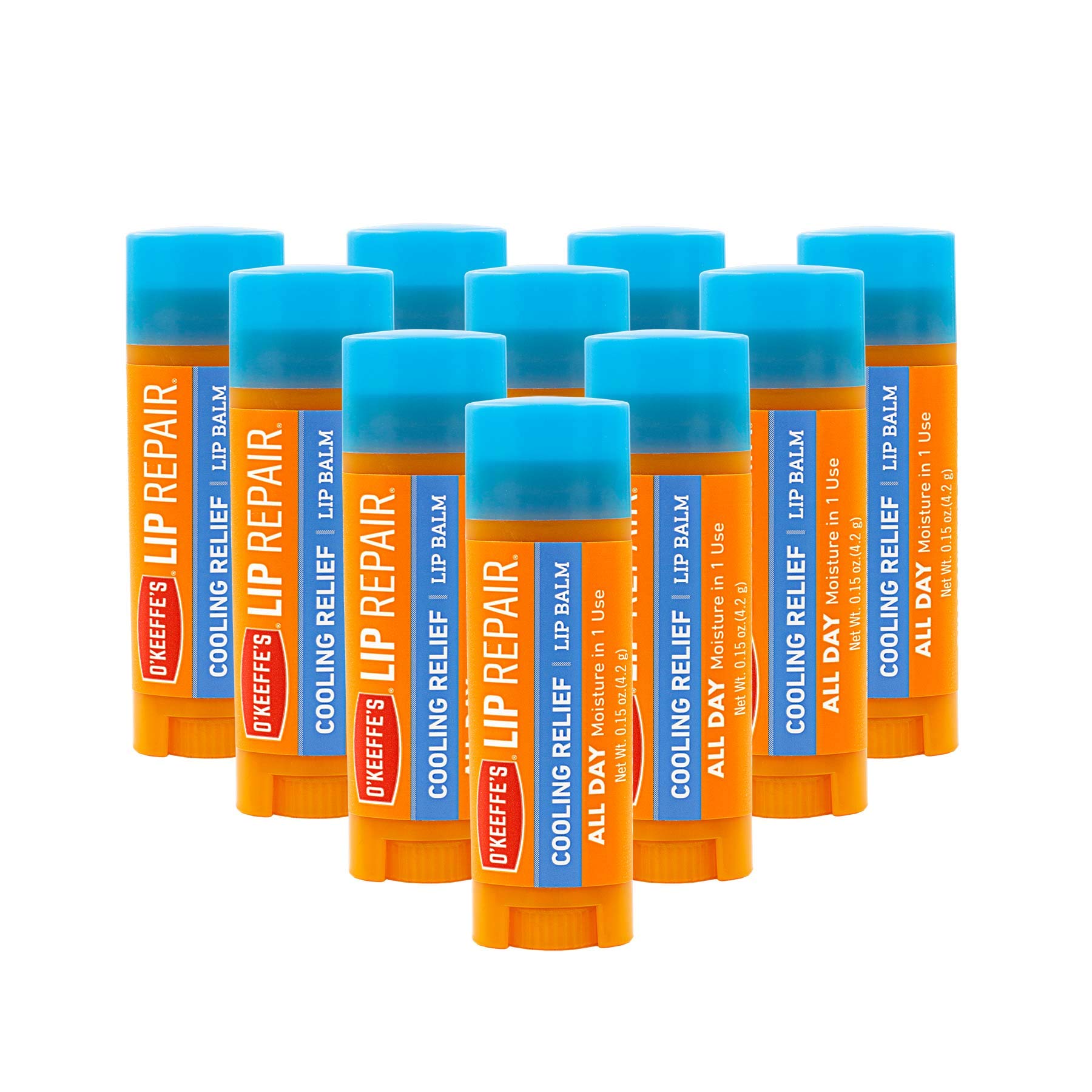O'Keeffe's Cooling Relief Lip Repair Lip Balm Stick – Pack of 10