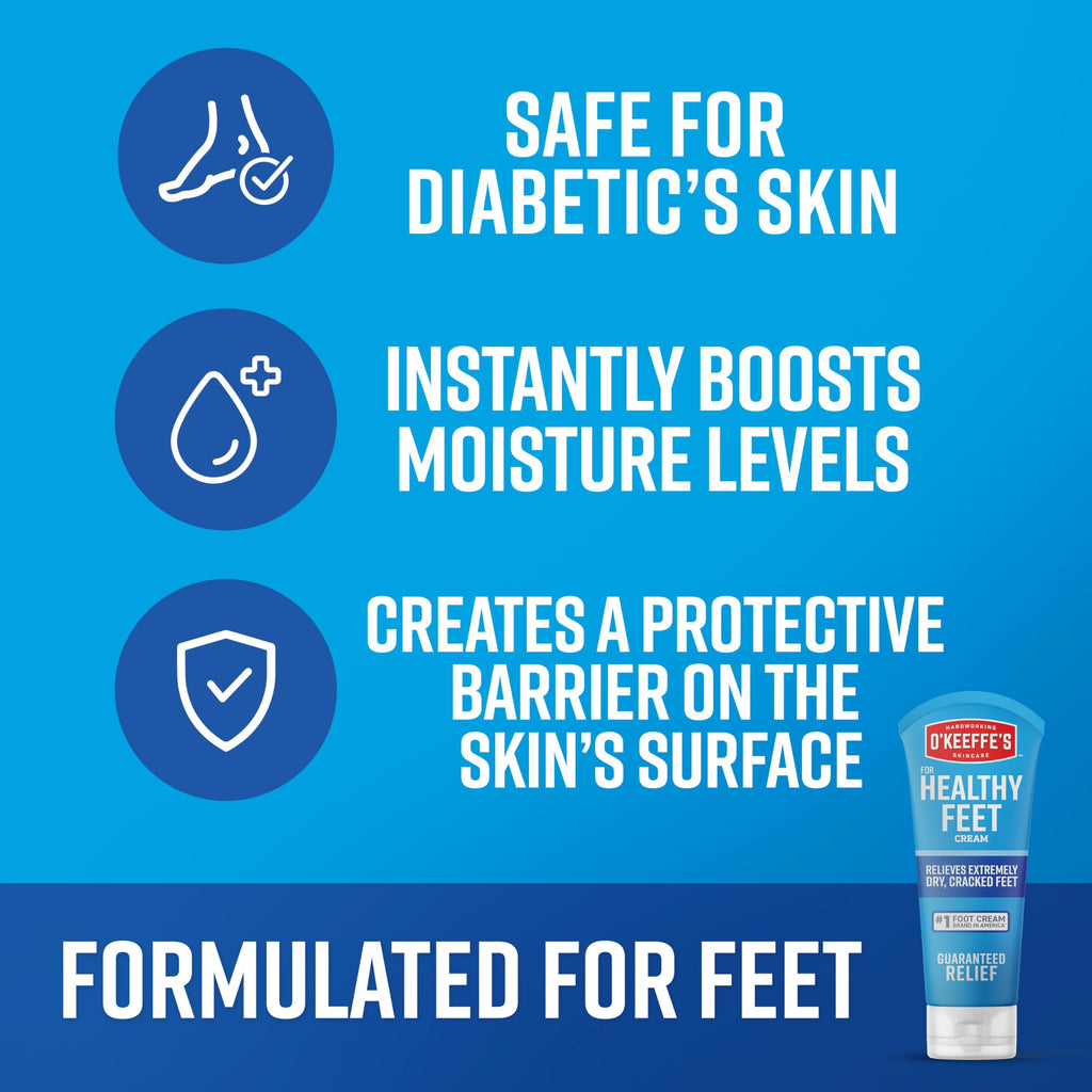 O'Keeffe's for Healthy Feet Foot Cream - 3 oz Tube (2 Pack) | Dry, Cracked Feet Relief