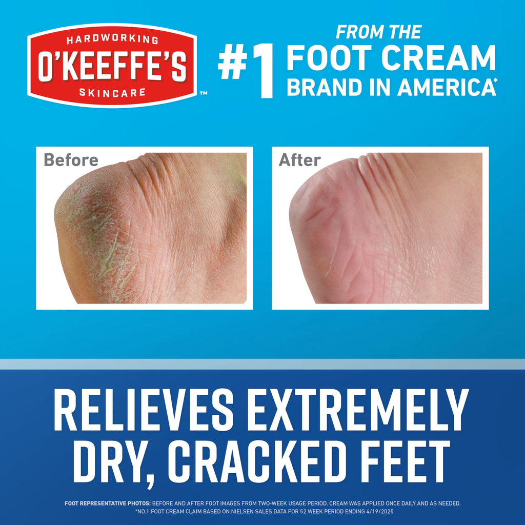 O'Keeffe's for Healthy Feet Foot Cream - 3 oz Tube (2 Pack) | Dry, Cracked Feet Relief