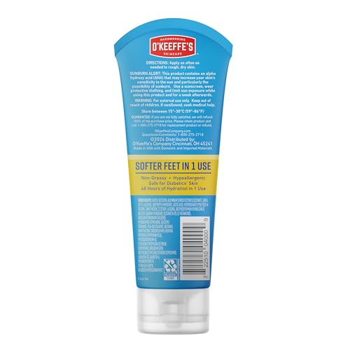 O'Keeffe's for Healthy Feet Intense Renewal Cream with Urea & Alpha Hydroxy Acid, 3 oz Tube