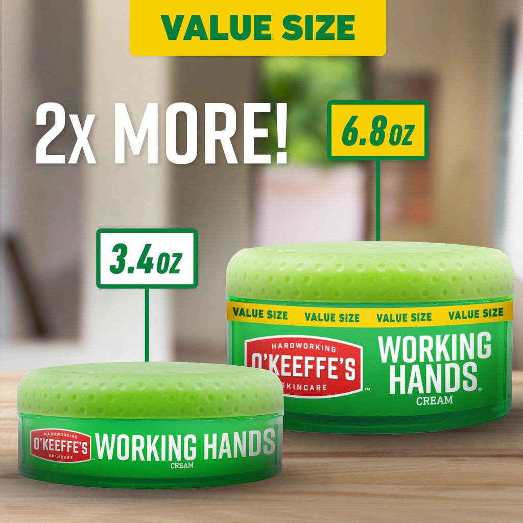 O'Keeffe's Working Hands Hand Cream – Extreme Dryness Relief, 2-Pack, 6.8 oz Jars | Non-Greasy, Unscented