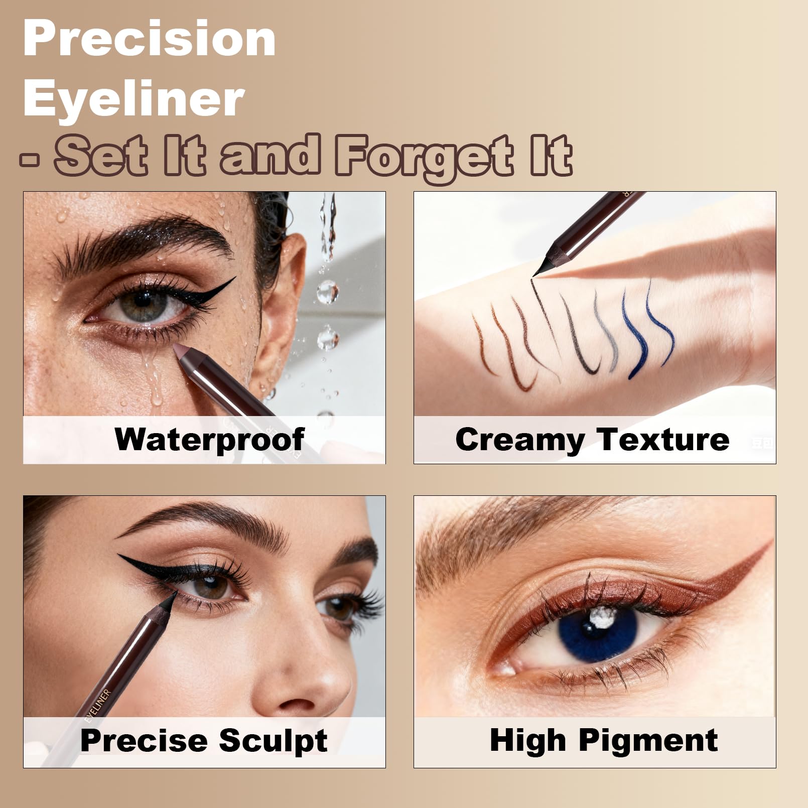 Okerker Plum Gel Eyeliner Pencil 2-Pack – Waterproof, Smudge-Proof, Built-in Sharpener