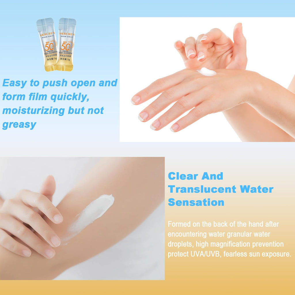 Okerker 30PCS Mini Sunscreen SPF50+ PA+++ – Travel Size, Lightweight & Water-Resistant for Face & Body