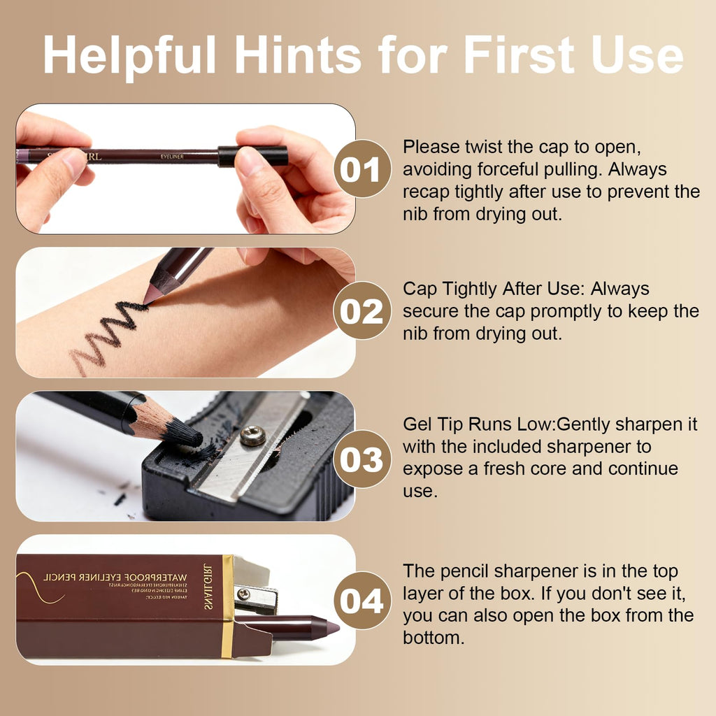 Okerker Plum&Chocolate 2-Piece Gel Eyeliner Pencil – Waterproof, Long-Lasting Plum Eye Liner