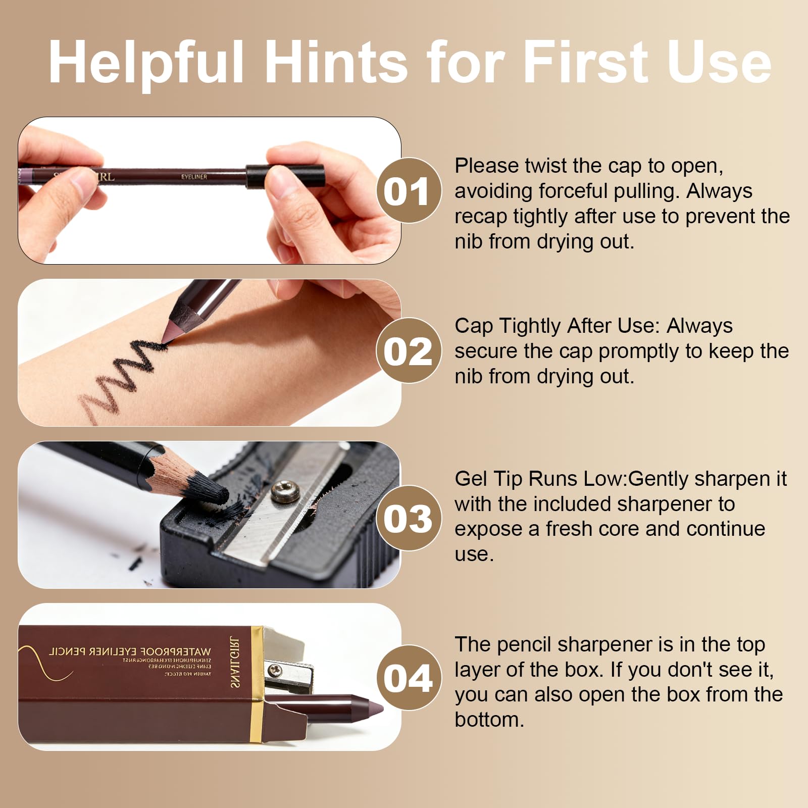 Okerker Plum Gel Eyeliner Pencil 2-Pack – Waterproof, Smudge-Proof, Built-in Sharpener