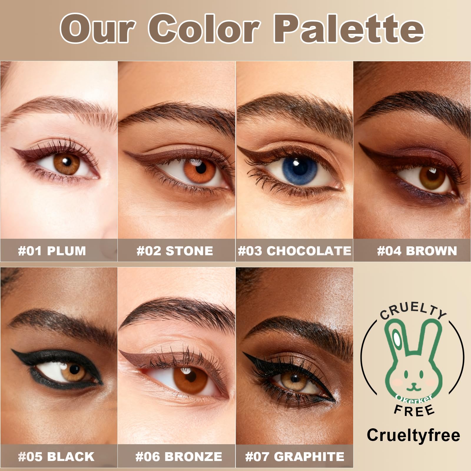 Okerker Plum Gel Eyeliner Pencil 2-Pack – Waterproof, Smudge-Proof, Built-in Sharpener