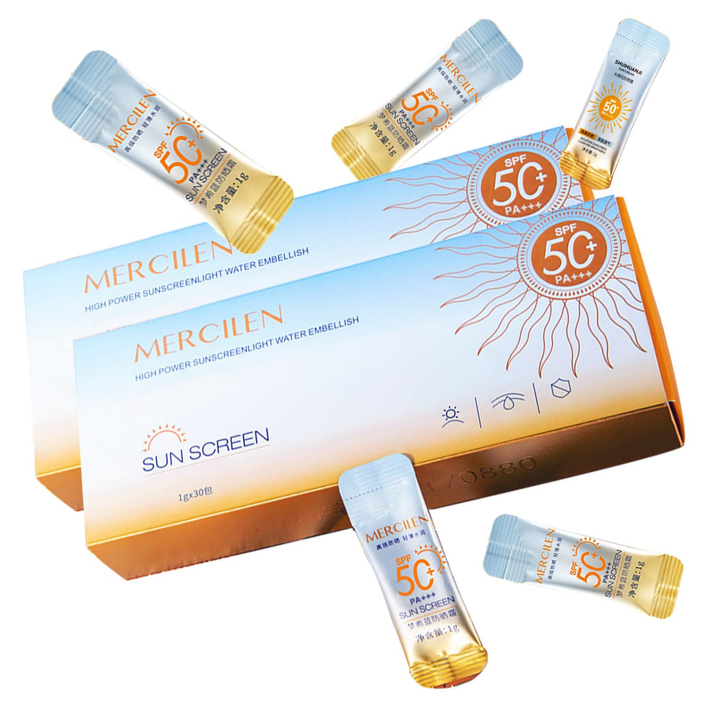 Okerker 60pc Mini Sunscreen SPF50+ PA+++ Travel Pack — Lightweight, Non-Greasy, Water-Resistant