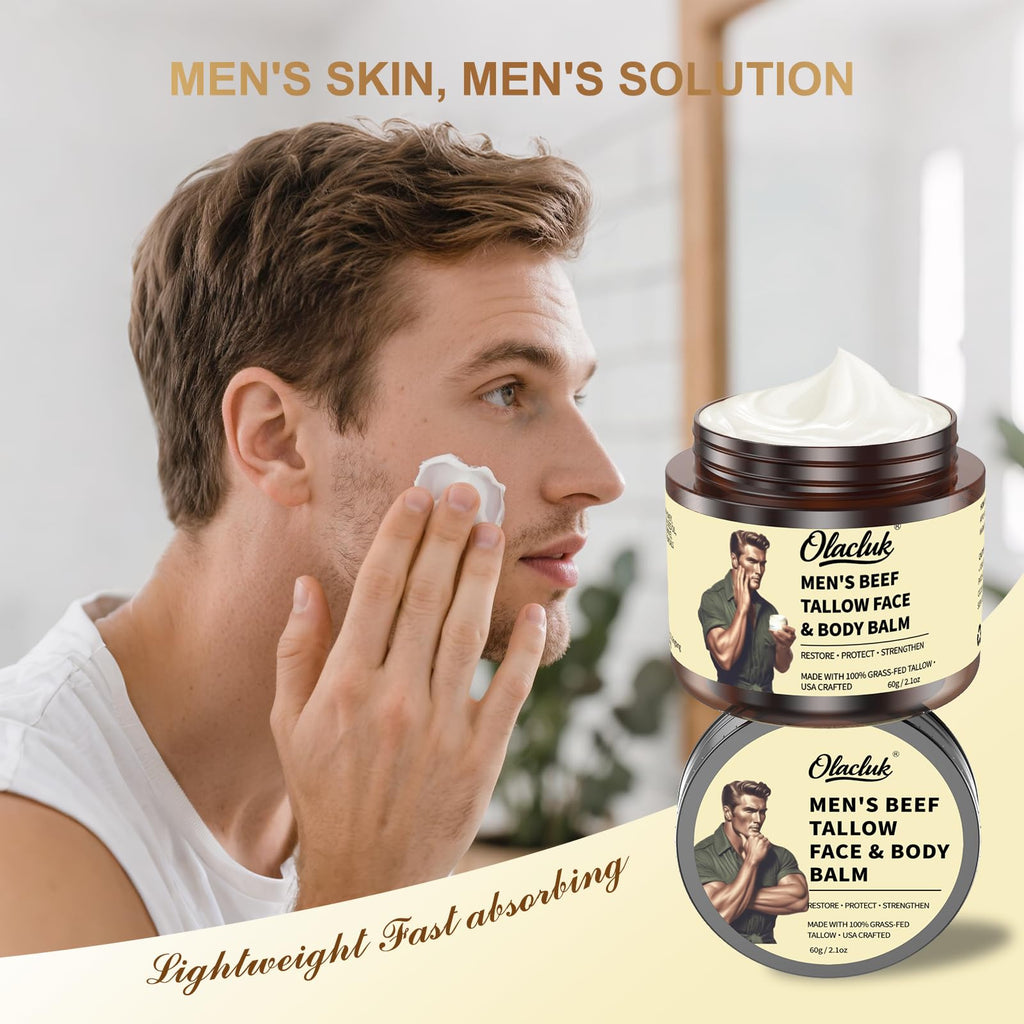 OLACLUK Beef Tallow Honey Balm – Unscented Face & Body Moisturizer, 2oz