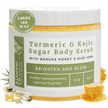Olahoni Kojic Acid Turmeric & Manuka Honey Sugar Scrub – Exfoliate, Brighten, Hydrate – 18 oz Jar – Made in USA