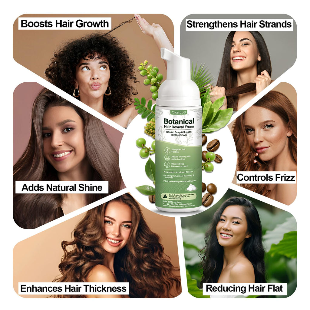 Olassubd Hair Growth Oil Foam – Rosemary & Castor Oil (Vegan, Non-Greasy) Scalp Treatment – Pack of 3 Bottles
