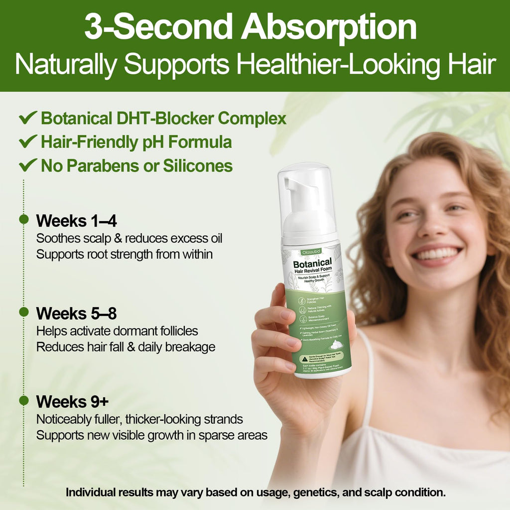 Olassubd Hair Growth Oil Foam – Rosemary & Castor Oil (Vegan, Non-Greasy) Scalp Treatment – Pack of 3 Bottles