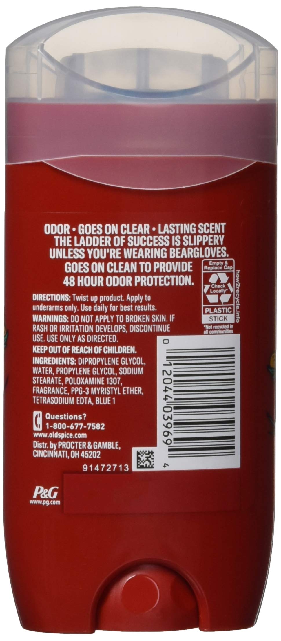 Old Spice Bearglove Aluminum Free Deodorant for Men – 48-Hour Protection, Pack of 3