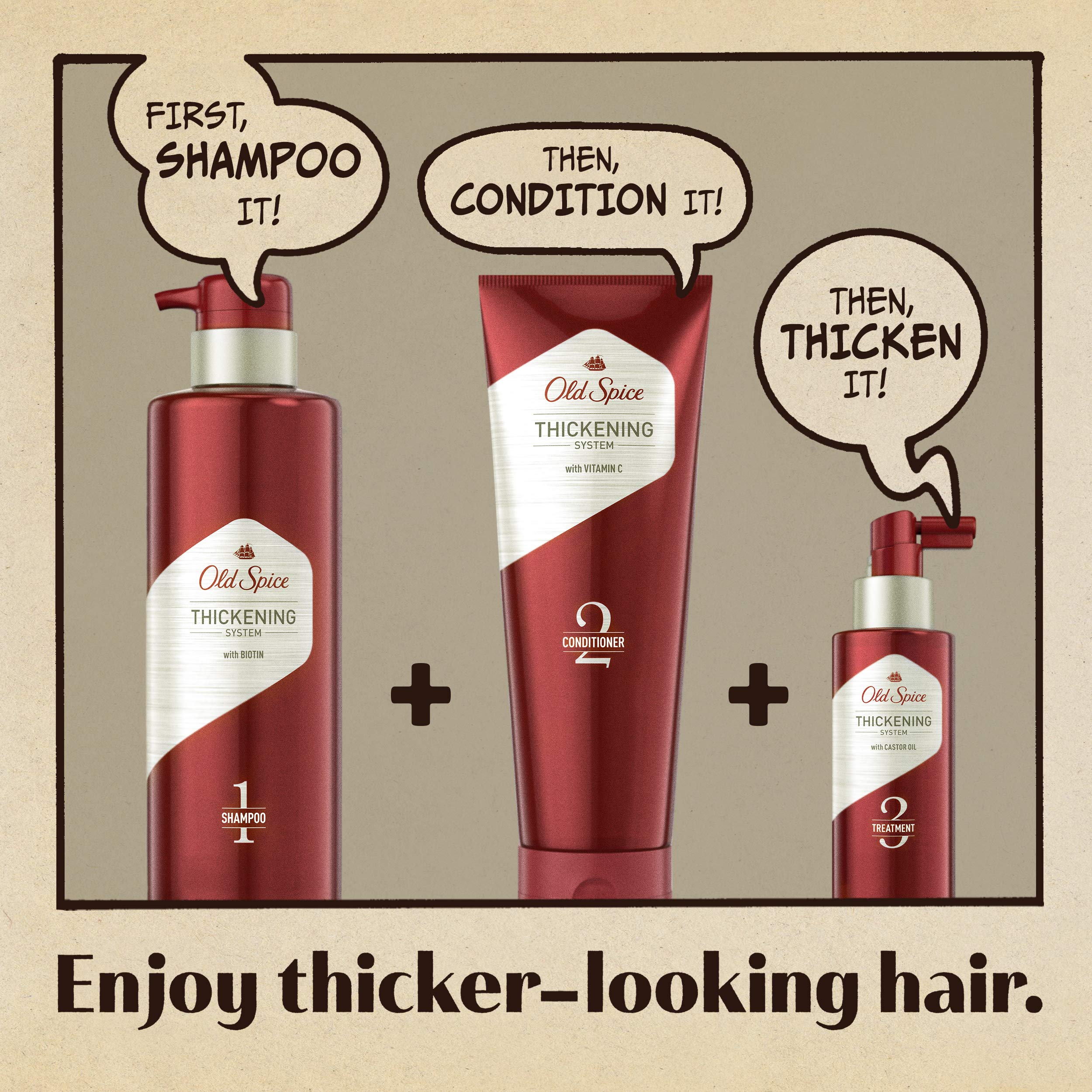 Old Spice Hair Thickening Shampoo with Biotin - Step 1, 17.9 fl oz