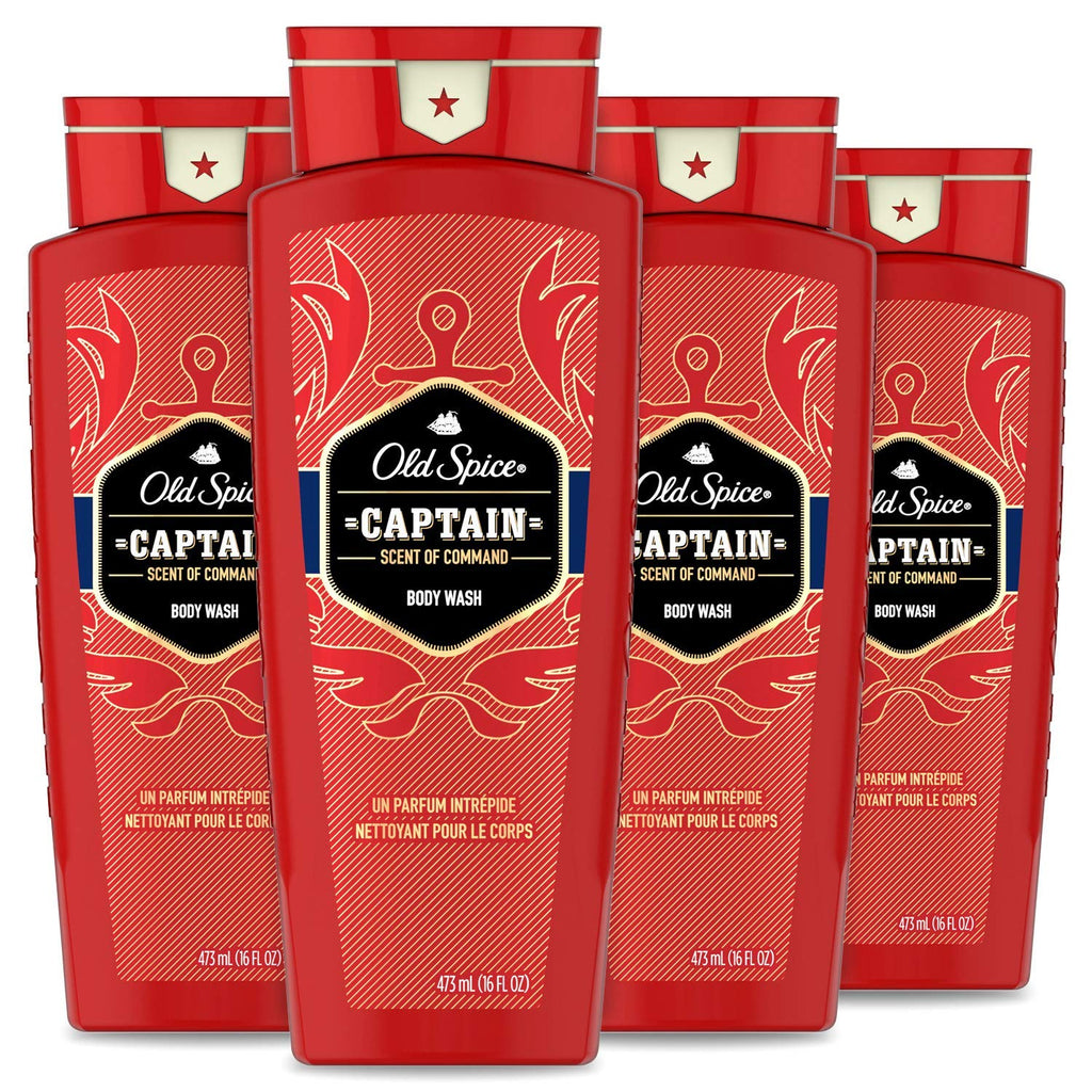 Old Spice Red Collection Captain Scent Body Wash for Men – Pack of 4 (16 oz each)