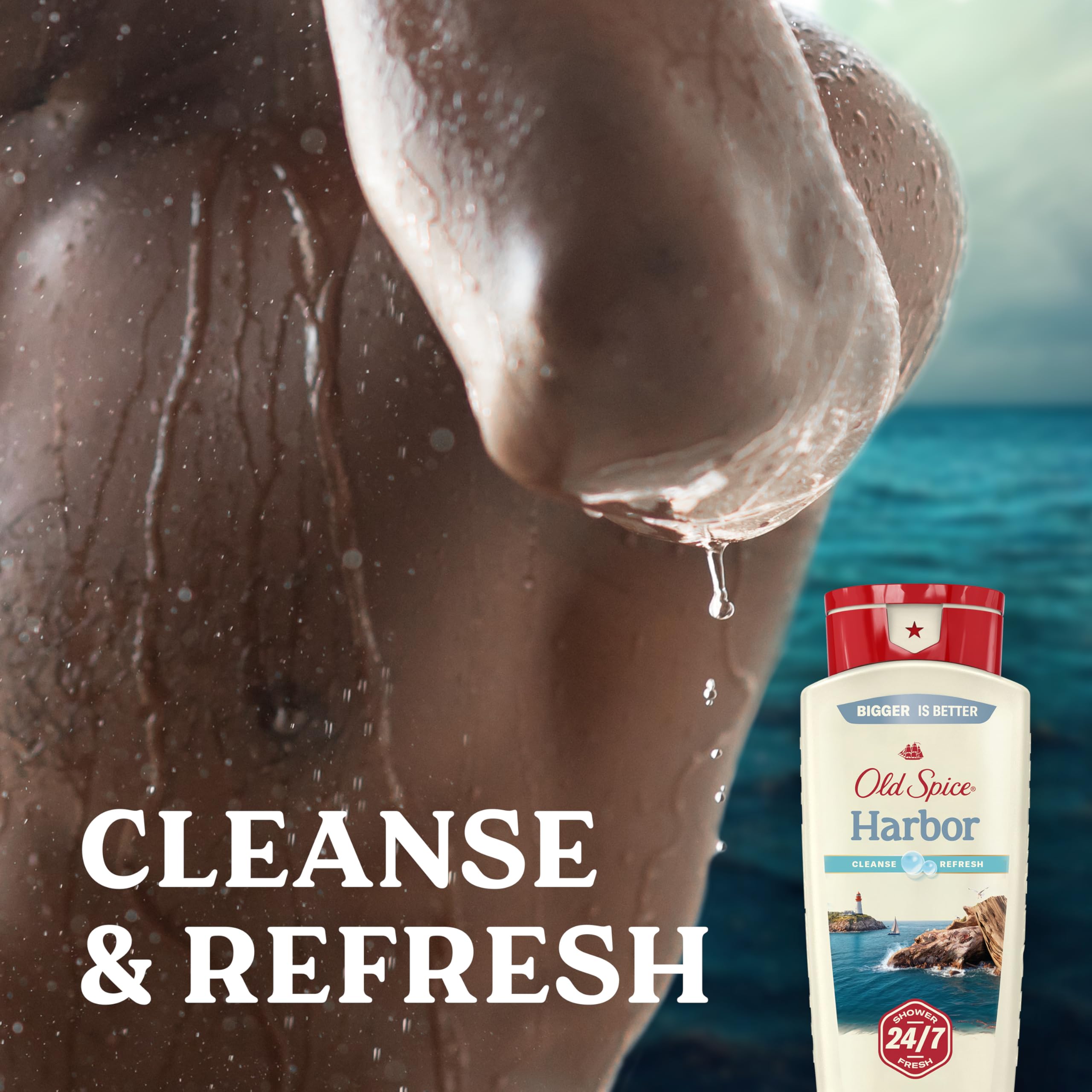 Old Spice Cleansing Body Wash for Men – Harbor with Coastal Breeze & Driftwood, 18 oz (Pack of 4)