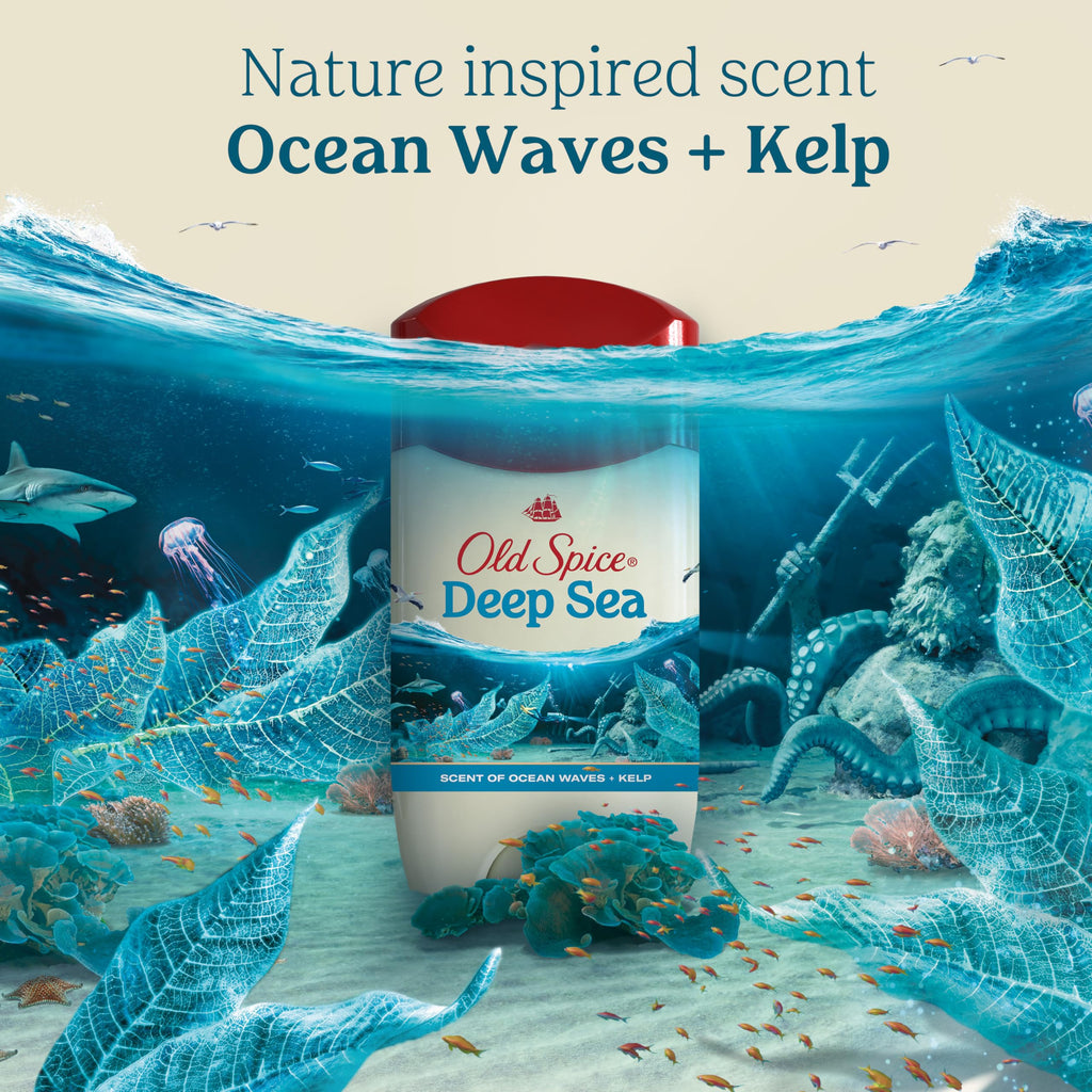 Old Spice Dry Feel Antiperspirant Deodorant for Men – 24/7 Freshness, Deep Sea + Kelp Scent, 2.6 oz x 2
