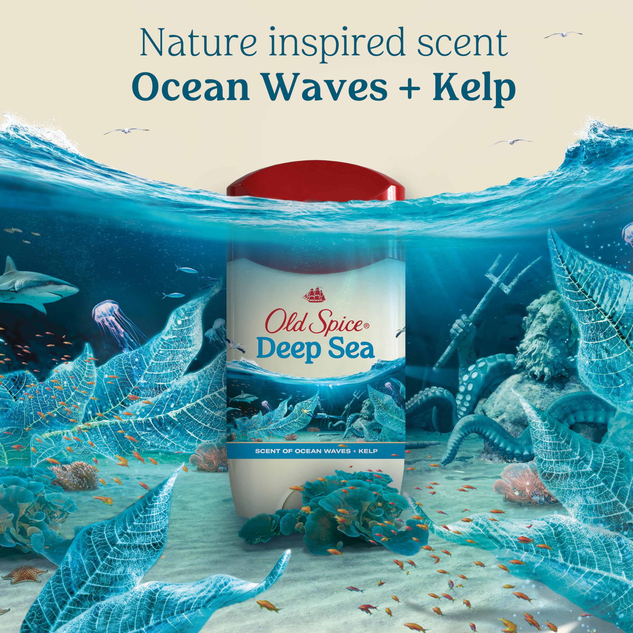 Old Spice Dry Feel Antiperspirant Deodorant for Men – 24/7 Freshness, Deep Sea + Kelp Scent, 2.6 oz x 2