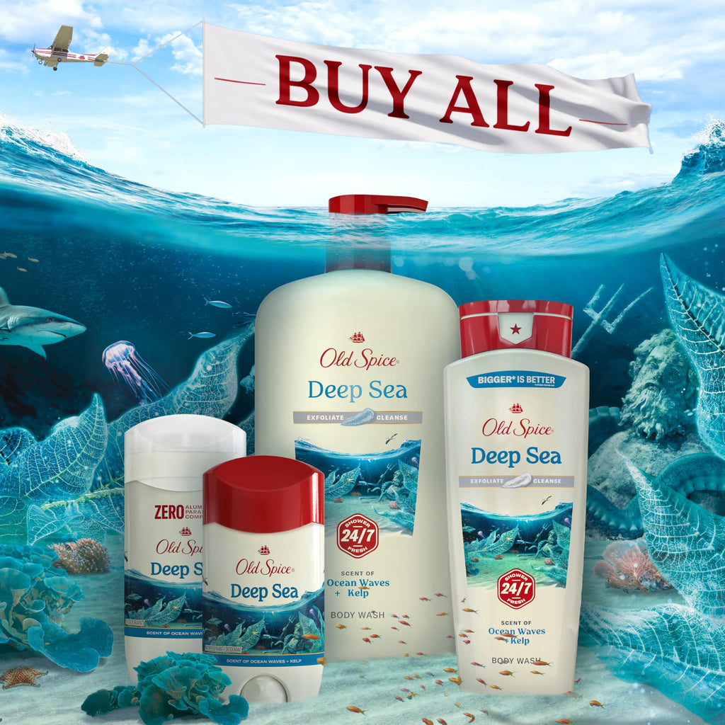 Old Spice Dry Feel Antiperspirant Deodorant for Men – 24/7 Freshness, Deep Sea + Kelp Scent, 2.6 oz x 2